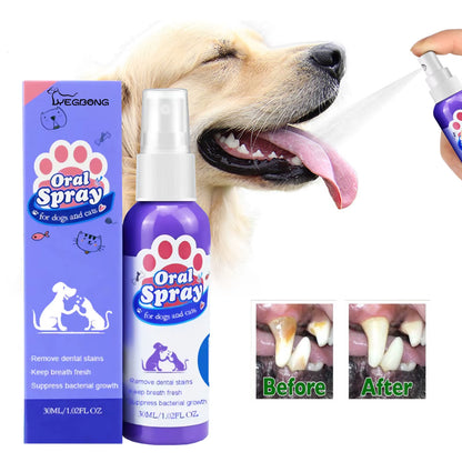 Pet Teeth Cleaning Spray Dog Cat Teeth Calculus Stain Remover Deodorant Kitten Halitosis Bad Breath Treatment Pet Oral Care Tool